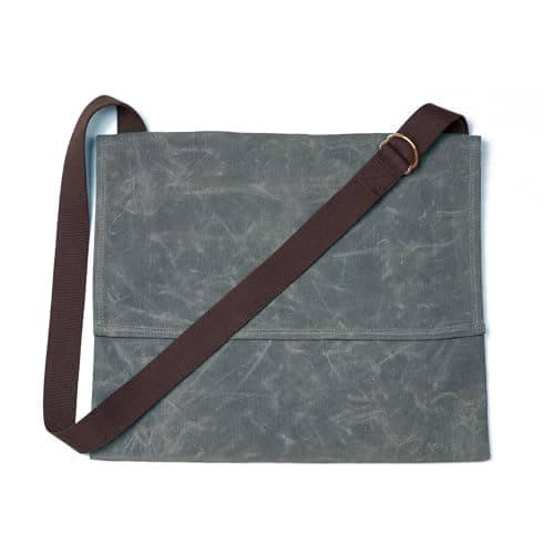 Image of Foraging Bag 16 oz Waxed Canvas Haversack Bushcraft Shoulder Bag Durable Messenger Bag with Pocket for Gardening Camping, Antique Olive Large, Antique Olive Large
