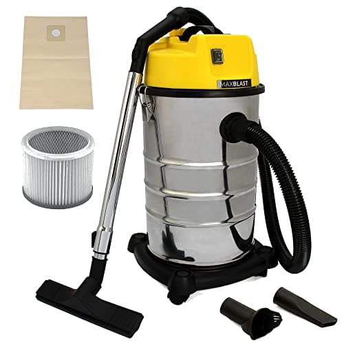Image of Industrial Wet Dry Vacuum Cleaner Attachments Carpet Cleaner Commercial Clean Stainless Steel Hoover | 30 Litre