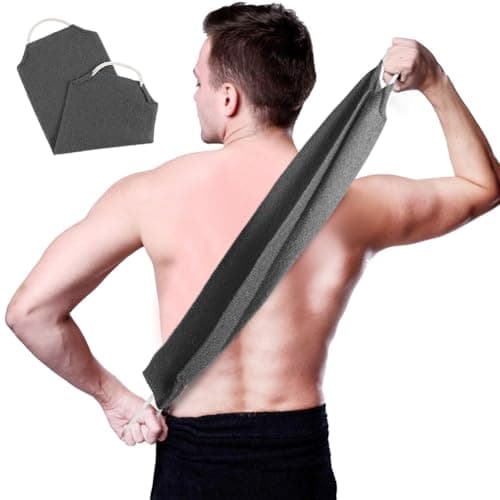 Image of LOPHE Back Scrubber for Shower, Double Side Back Shower Scrubber with Handle, Plant Fibre Exfoliating Loofah Strap, Body Exfoliator Bath Scrub Loofah, Cleaning Dirt and Dead Skin for Men Women