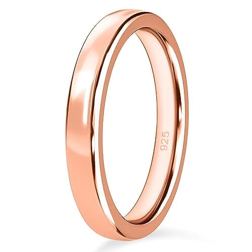 Image of TJC Silver Rings for Women – 925 Sterling Silver Wedding Band Ring, 4mm Width, Rose Gold Plated Ladies Ring, Promise Rings, Trending Fashion Jewelry Sizes N