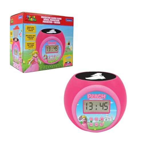 Image of Lexibook, Peach Projector Alarm Clock Snooze Snooze Snooze Night Light with Timer LCD Display Battery Operated Pink RL977PC