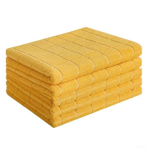 Image of Belnotelt Microfiber Kitchen Towels, 5-Pack Super Absorbent Dish Cloths for Cleaning, Soft Quick-Dry Reusable Rags for Kitchen Bathroom, Machine Washable 30x30cm(yellow)