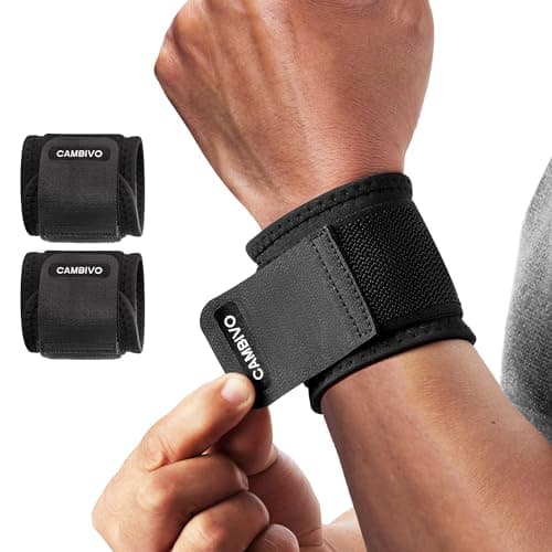 Image of CAMBIVO Wrist Supports 2 Pack, Adjustable Compression Wrist Straps for Carpal Tunnel, Wrist Brace, Pain Relief, Lifting Straps Wrist Wraps, gym accessories for men and women