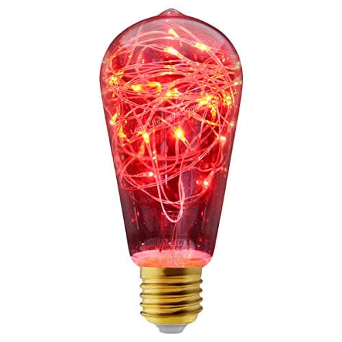 Image of Long Life Lamp Company 1w ST58 LED Industrial Decorative Light Bulb Coloured Fairy String Filament E27 (Red)