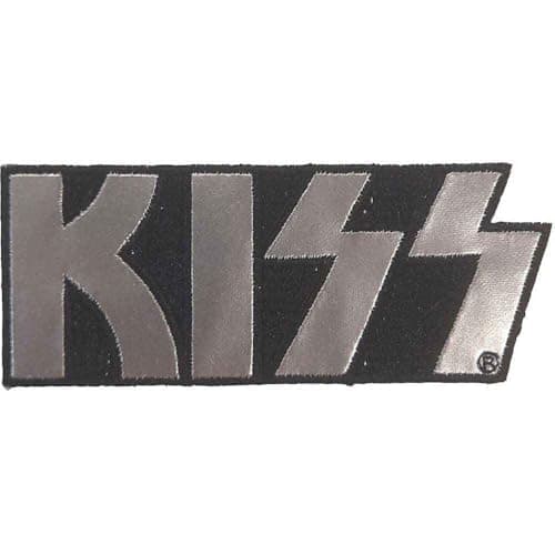 Image of KISS Patch Chrome Band Logo Official Black Woven Iron On 40 x 95mm One Size