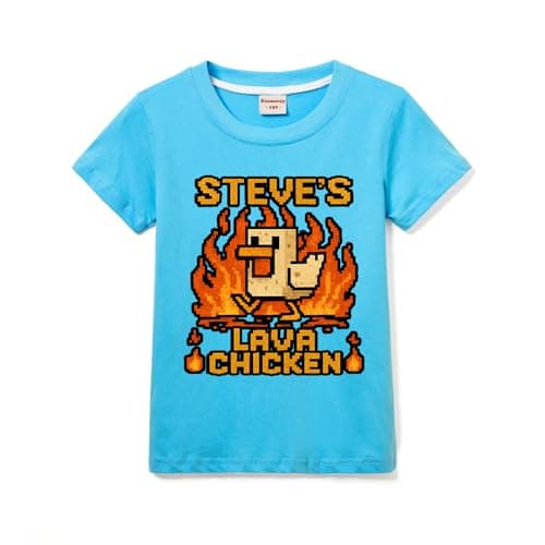Image of Lava Chicken Girls Boys T-Shirts Kids Cotton Tee for 3-13 Years (Light Blue,9 Years)