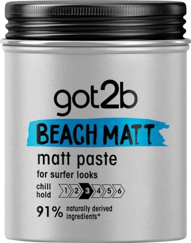 Image of got2b Beach Matt Paste 100 ml, for Surfer Looks, Chill Hold, for Texturised Surfer Styles, Surfer Style Off the Hook, Matt Hairstyles