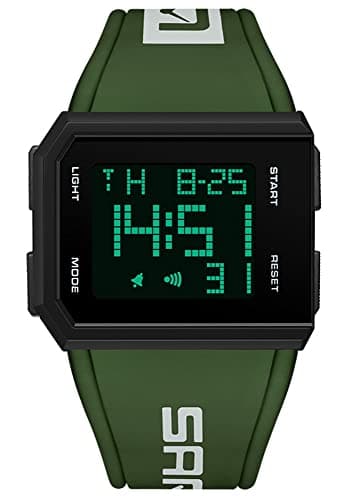 Image of ADSBIAOYE Men's and Women's Number outdoorsl Sports Multi-Function Watch LED Electronic Watch Waterproof Countdown Unisex Watch, green, Business, leisure, outdoor sports, tourism and adventure