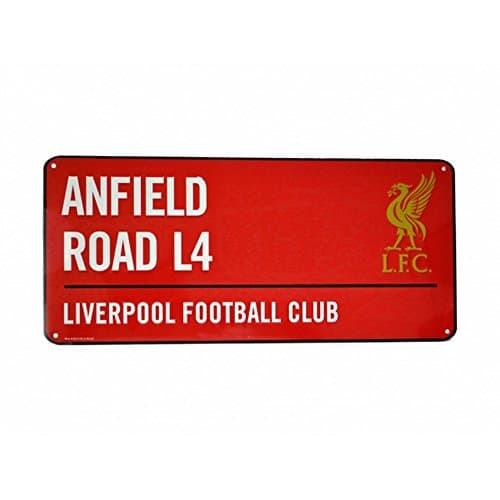 Image of Liverpool FC Official Football Coloured Metal Street Sign (One Size) (Red/White/Gold)