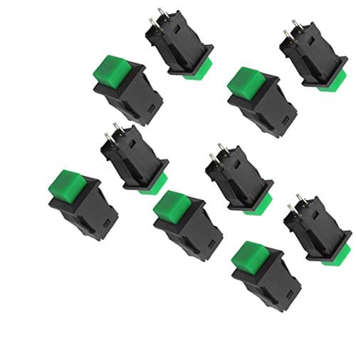Image of Aexit 10 Pcs Green Button Latching Pushbutton Switch SPST AC 125V/3A 1A/250V (5c1e4a9ce513a03709e4ed6e720b8901)