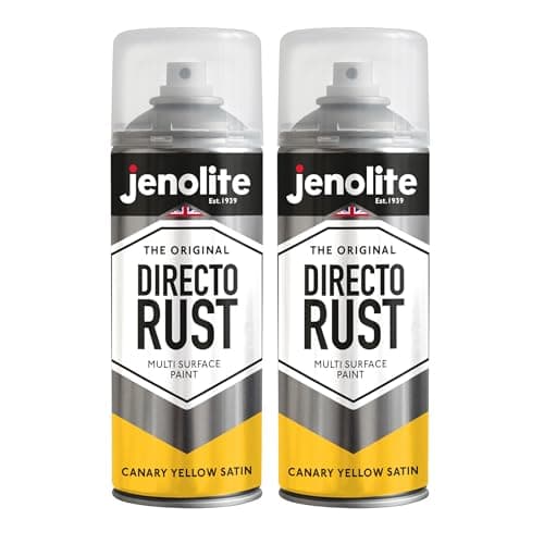 Image of JENOLITE Directorust Spray Paint Satin Finish | Canary Yellow | 2 x 400ml | Direct To Rust | Multi Surface Paint | RAL 1018