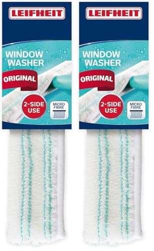 Image of Leifheit Window Washer M Replacement Cover, Window Cleaner Tool with Double Window Cleaning Power, 26 cm Window Cleaner Also for Large Windows (Pack of 2)