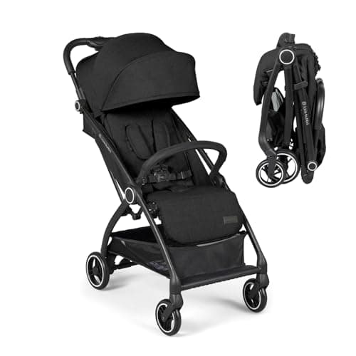 Image of Ickle Bubba Aries Autofold Stroller - Feather-Light Design, Multi-Position Recline, and Handy Auto-Fold Mechanism, Large Seat from Birth to 22kg, UPF 50+ Hood, and Spacious Basket (Black)