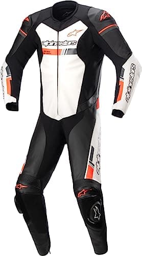 Image of Alpinestars GP Force Chaser Leather Suit 1 PC B/W/R Fluo 48 (Black White Red Fluo - L)