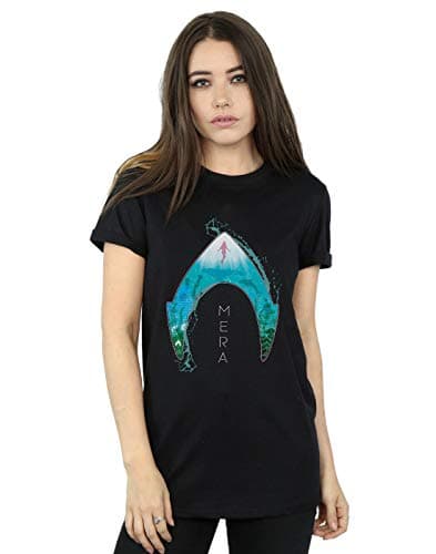 Image of DC Comics Women's Aquaman Mera Ocean Logo Boyfriend Fit T-Shirt Black XX-Large