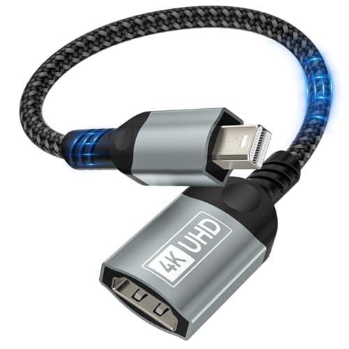 Image of Nersligek Mini DisplayPort to HDMI Adapter, 4K Mini DP(Thunderbolt) to HDMI Adapter Nylon Braided Gold-Plated Connector for MacBook Pro, MacBook Air, Mac mini, Microsoft Surface Pro 3/4, etc