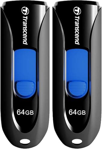 Image of Transcend 64GB JetFlash 790 USB 3.1 Gen 1 Flash Drive (USB Stick) with Frustration Free Packaging Black -TS64GJF790KBE (Pack of 2)