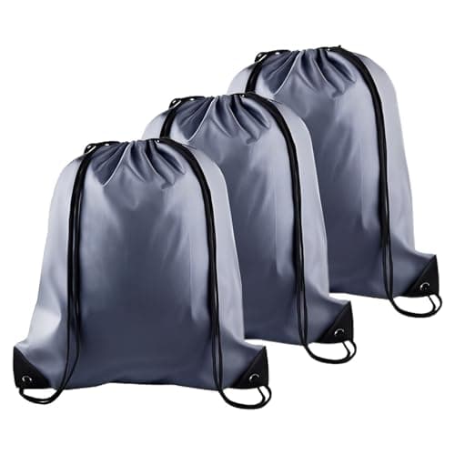 Image of YSUY 3-Pack Grey Drawstring Gym Bags, Bags Sports Cinch Sack String Bag, Bulk Swimming String Bags, Draw String Backpack Suitable for Sports, Gym, Travel, Swimming, Beach (Grey)