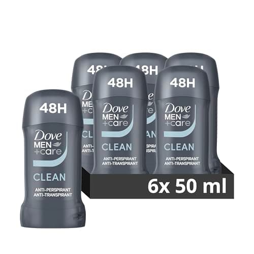 Image of Dove Men+Care Clean Comfort with ¼ Moisturising Cream Men's Antiperspirant Deodorant Stick for 48 Hour Protection Against Sweat and Odour 50 ml, Pack of 6