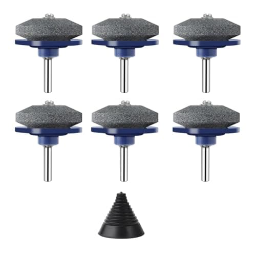 Image of Morocket 6 Pack Lawnmower Blade Sharpener, Multi Tool Blade Sharpener with Blade Balancer, Universal Mower Blade Sharpener, Lawnmower Blade Sharpener File for Power Drill Hand Drill