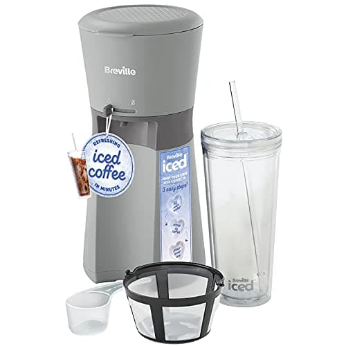 Image of Breville Iced Coffee Maker | Single Serve Iced Coffee Machine Plus Coffee Cup with Straw | Ready in Under 4 Minutes | Grey [VCF155]
