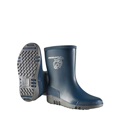 Image of DUNLOP Mini - Unisex Kids Wellington Elephant Pattern Calf High Fashion Rain Boots, Navy Blue/Grey, Waterproof and Chemical Resistant PVC Wellies for Outdoor and Gardening - EU29, UK11