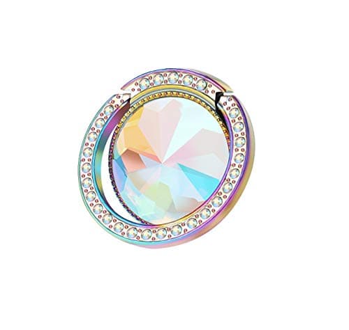 Image of lenoup Iridescent Glitter Bling Bling Phone Ring Holder,Sparkle Phone Ring Artificial Diamond Stand,Rhinestone Cell Phone Finger Ring(Rainbow)