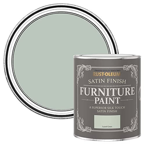 Image of Rust-Oleum Green Furniture & Skirting Board Paint in Satin Finish - Laurel Green 750ml