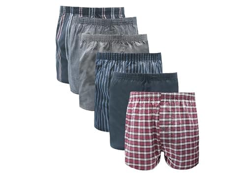 Image of John Rider Mens 6 Pack Polycotton Woven Boxer Shorts | Classic Loose Fit Cotton Breathable Underwear Briefs, Men's Boxer Short M, L, XL, XXL (UK, Alpha, 3XL, Plus, Regular) Multicoloured
