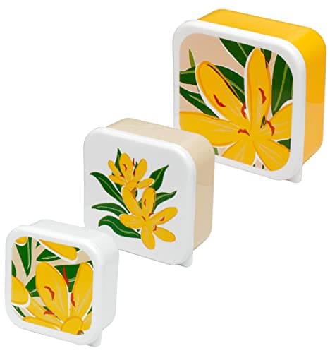 Image of Puckator Florens Hesperantha Set of 3 Lunch Box Snack Pots M/L/XL - Multi Compartment Lunchbox - Snack Storage for Adults & Kids