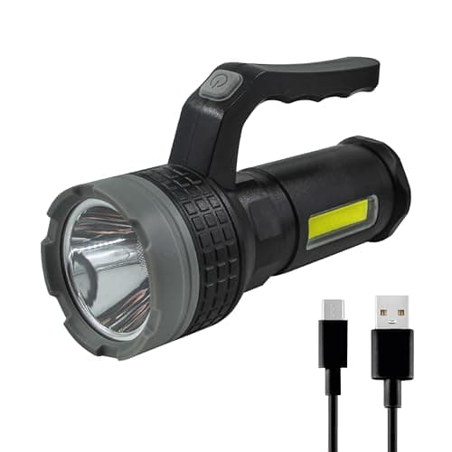 Image of Uni-Com Rechargeable Spotlight with Integrated Lantern – 200 Lumen 3W LED Torch & 3W COB LED Lantern, Multi Light Modes & Included USB-C Charging Cable for Camping, DIY, Home & Emergency Use