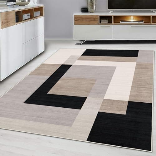 Image of Hafaa Area Rugs for Bedroom - Large Rugs Living Room 120 x 170 Cm Geometric Style Modern Floor Carpet Non Shedding Soft Touch Rug Easy to Clean(Milo Neutral)