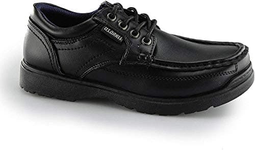 Image of US Brass Black Stubby Boys Boat Shoe - Size 6 UK