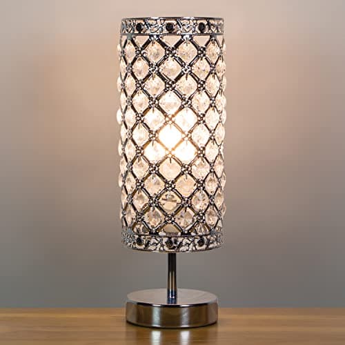 Image of Anika 62539 Crystal Table Lamp/Switch Control/Easy to Install Bulb/Silver Base/Mains Powered / 29 x 10cm
