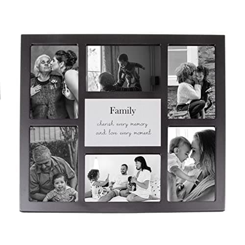 Image of Happy Homewares Modern Black Multi Collage Picture Frame with Family Wording and Cute Phrase - Cherish Every Memory and Love Every Moment | For Table or Wall