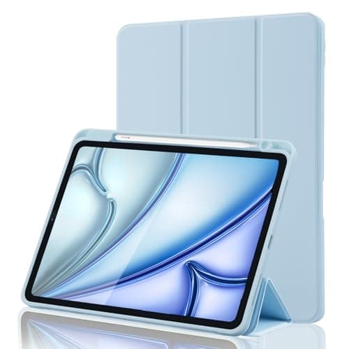 Image of Case for iPad Air 11 Inch M4 2026 8th Gen/M3 2025/M2 2024, iPad Air 5th/4th Gen 10.9 Inch 2022/2020 Slim Stand Cover with Pencil Holder, Supports Apple Pencil Charging, Auto Wake/Sleep - Sky Blue