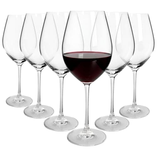 Image of Argon Tableware Mayfair Crystal Red Wine Glasses 650ml - Pack of 6 Large Lead-Free Wine Glass Set, Tulip Bowl, Long Stem, Elegant Glassware for Home, Dining & Gifting