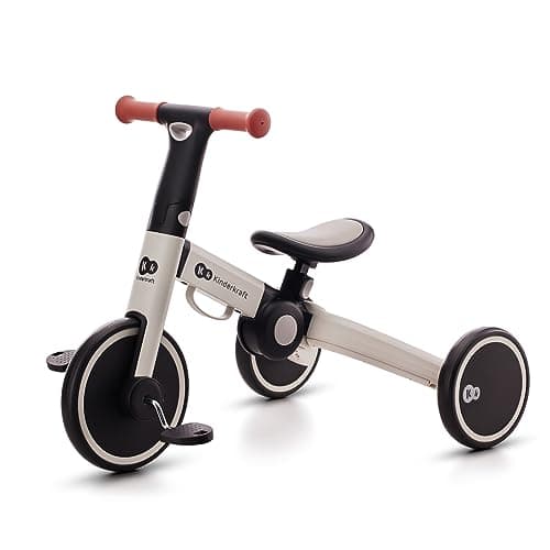 Image of Kinderkraft 4TRIKE, foldable 3-in-1 tricycle, push trike, balance bike, pedal tricycle, lightweight aluminum frame, adjustable seat, EVA wheels, for children 1–5 years, Gray