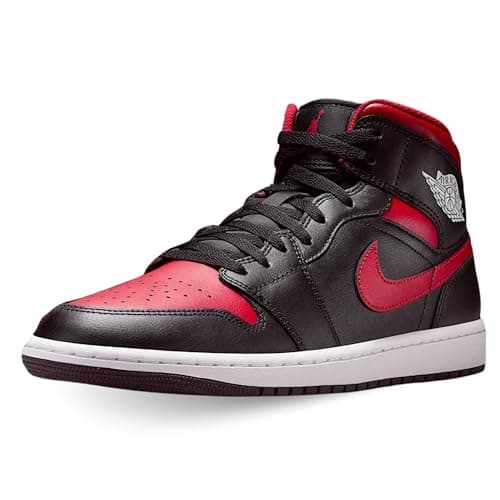 Image of Air Jordan 1 Mid Men's Shoes (DQ8426-067, Black/Summit White/Varsity Red), Black/Summit White/Varsity Red, 9 UK
