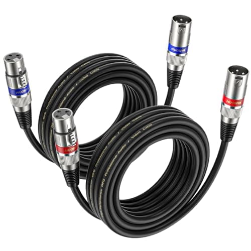 Image of NUOSIYA 5M XLR Cables 2 Packs,XLR Male to Female 3 Pins Balanced Microphone Cable for Studio Recorder, Mic, Mixer, Speaker System, Phantom Power