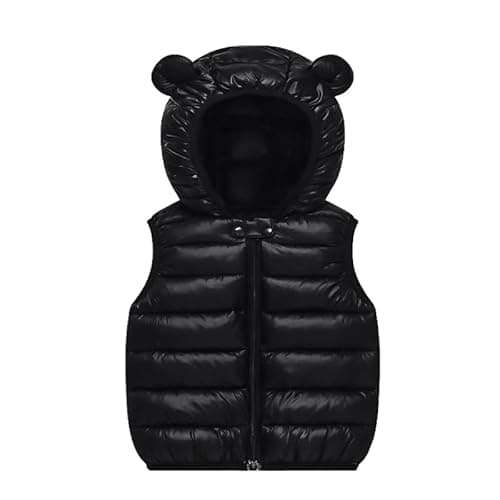 Image of JiAmy Kids Gilet, Boys Girls Bodywarmer, Lightweight Hooded Puffer Vest for Black for 3-4 Years