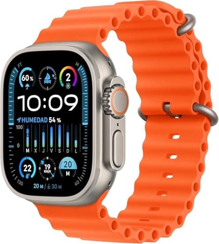 Image of Apple Watch Ultra 2 [GPS+CELLULAR, 49mm] Titanium Case with Orange Ocean Band, One Size (Renewed)