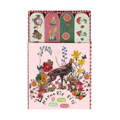 Image of Vintage & Co Beauty Nail Files, 8 in Display Tray, Mini Manicure Nail Filer, Emery Board, Handbag Accessory, Travel Size, Vegan and Cruelty Friendly, Beauty Gift for Her, Nathalie Lete
