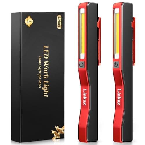 Image of Linkax LED Torch Inspection Light 2 Pack, Birthday Gifts for Men Dad Granddad, Rechargeable Work Light Flashlight Pocket Torch with Magnetic Clip, Men Gifts for Workshop Car Emergency Power Cut