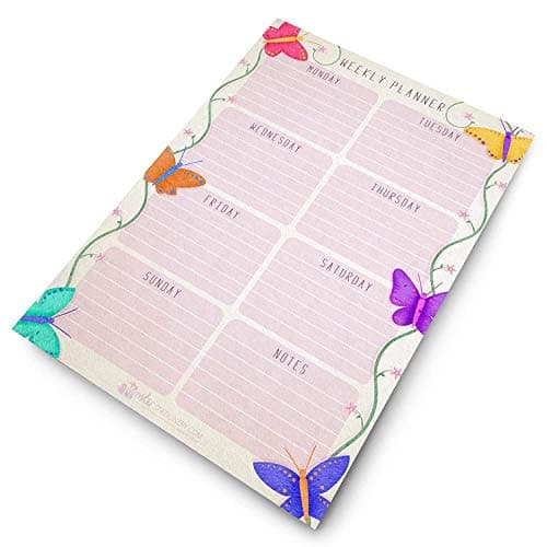 Image of Monster Stationery - Butterfly Design - A4 Weekly Planner/Things to Do Today/Desk Schedule/to Do Pad - 60 Sheet - 80gsm - Made in UK