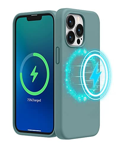 Image of SURPHY Magnetic Case Designed for iPhone 13 Pro Case (6.1 inch 2021 Release), with Microfiber Lining Liquid Silicone Phone Case for iPhone 13 Pro (Cactus Green)