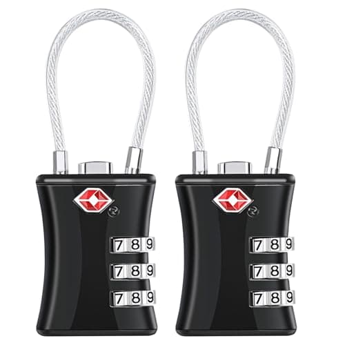 Image of Oderra 2 Pack TSA Luggage Locks, 3-Digit Combination Padlock, Steel Wire With PVC Coated Travel Lock, TSA Approved Luggage Locks, Suitable for Gym Locker Padlocks