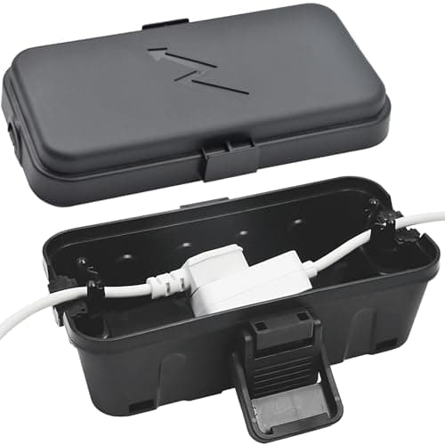 Image of Hrensaw Small Weatherproof Electrical Connection Box(Inner 5.5 x 3 x 2.2inch),Outdoor Electrical Box,Waterproof Extension Cord Covers for Plug, Extension Cables, Holiday Lights,Black