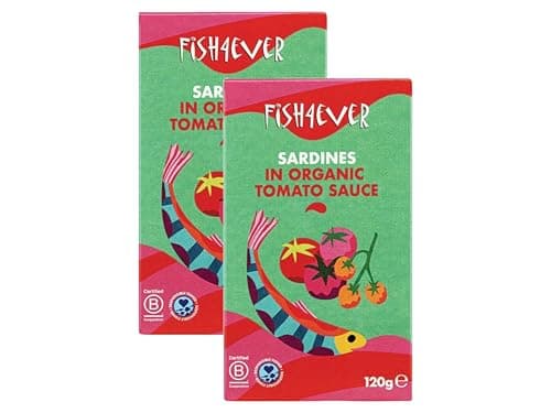 Image of Fish 4 Ever | Whole Sardines in Tomato Sauce - Sustainably Fished. Tin Canned Food Rich In Omega-3. Great Used In Pasta Dishes, Sandwich Filler, Cold Snacks |120g (Pack of 2)