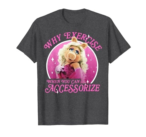 Image of Disney The Muppets Miss Piggy Why Exercise Accessorize T-Shirt, Men, Dark Heather Grey, 4X-Large